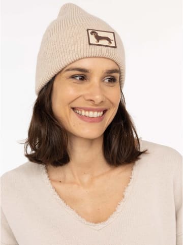 Zwillingsherz Mütze "Dackel-Liebe" in Beige