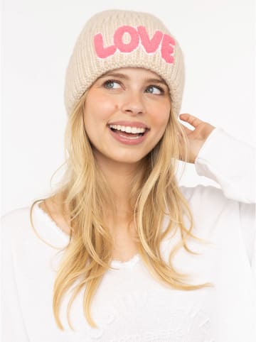 Zwillingsherz Mütze "Love" in Beige