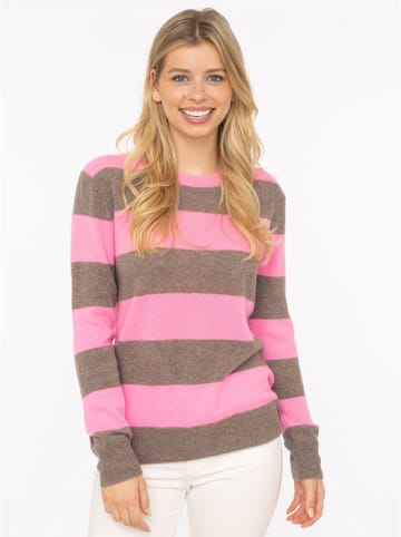 Zwillingsherz Kaschmir-Pullover in Rosa/ Hellbraun