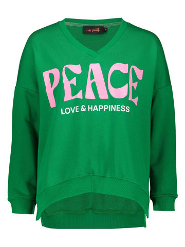 miss goodlife Sweatshirt "Peace Love & Happiness" in Grün