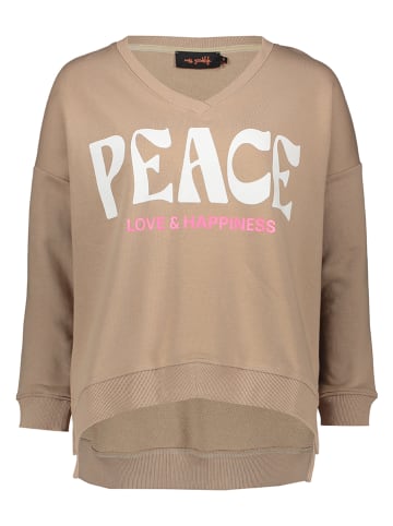 miss goodlife Sweatshirt "Peace Love & Happiness" in Beige