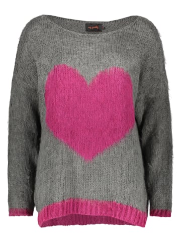 miss goodlife Pullover "Heart" in Grau/ Pink