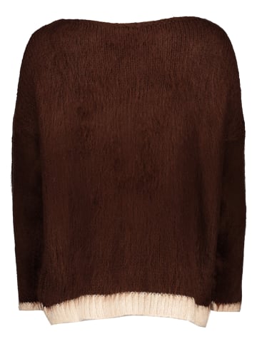 miss goodlife Sweter "Heart" w kolorze ciemnobrązowo-kremowym