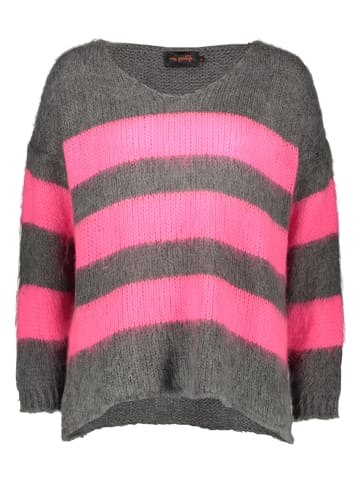 miss goodlife Sweter "Stripes" w kolorze ciemnoszaro-jasnoróżowym