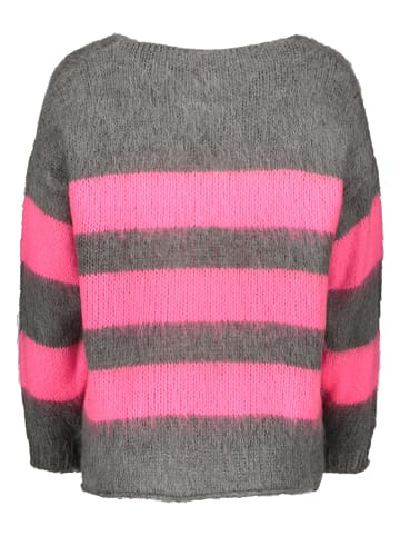 miss goodlife Sweter "Stripes" w kolorze ciemnoszaro-jasnoróżowym