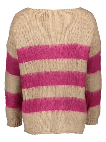 miss goodlife Sweter "Stripes" w kolorze beżowo-różowym