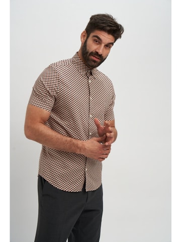 Marks & Spencer Hemd in Beige/ Hellbraun/ Dunkelblau