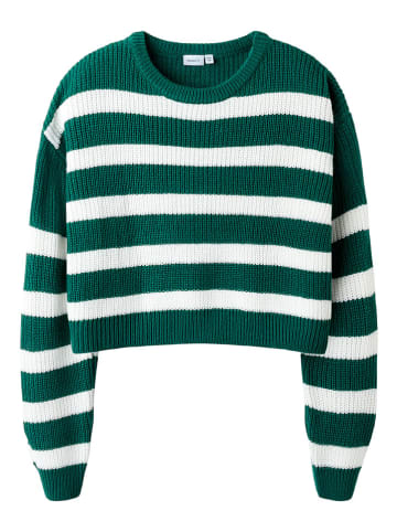 name it Pullover in Grün/ Weiß