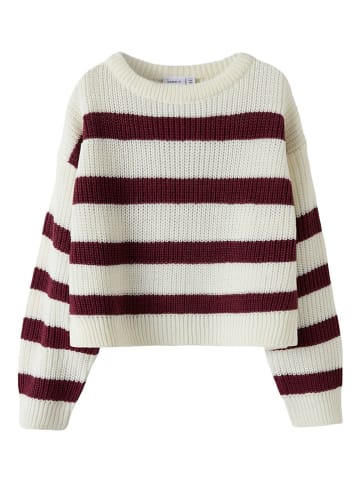 name it Sweter w kolorze kremowo-bordowym