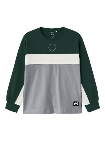 name it Longsleeve "Pofinte" in Grün/ Weiß/ Grau