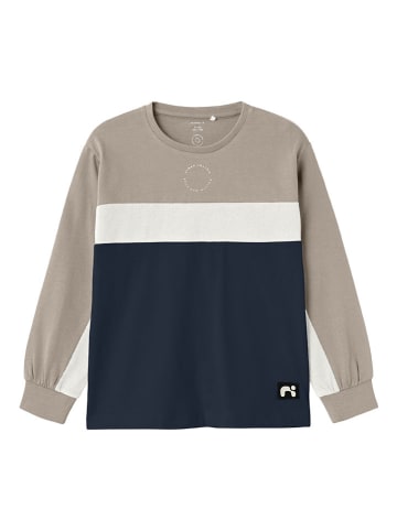 name it Longsleeve "Pofinte" in Grau/ Creme/ Dunkelblau