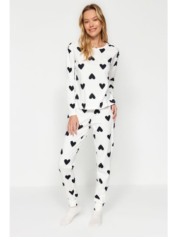 trendyol Pyjama in Creme/ Schwarz