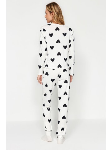 trendyol Pyjama in Creme/ Schwarz