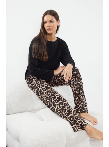 trendyol Pyjama in Schwarz/ Beige