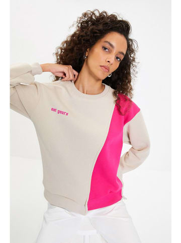 trendyol Bluza w kolorze beżowo-różowym