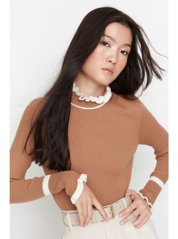 trendyol Pullover in Hellbraun/ Creme