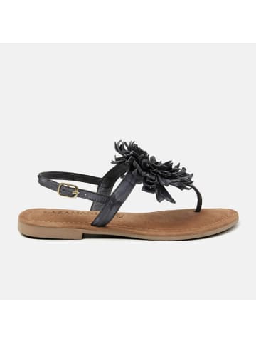 Lazamani Leren teenslippers zwart