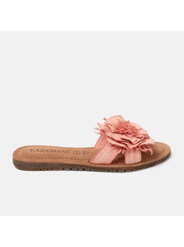 Lazamani Leder-Pantoletten in Rosa