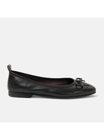 Lazamani Leder-Ballerinas in Schwarz