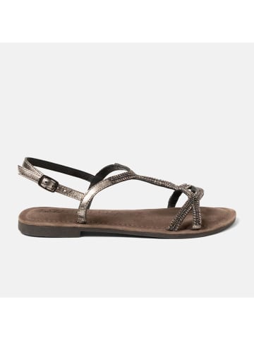 Lazamani Leder-Sandalen in Anthrazit