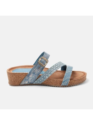 Lazamani Leder-Pantoletten in Blau