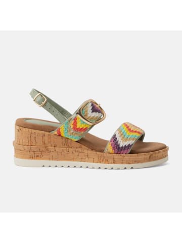 Lazamani Leren sleehaksandalen  turquoise/meerkleurig