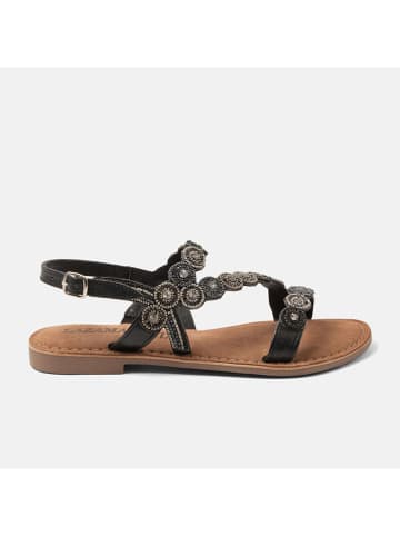 Lazamani Leder-Sandalen in Schwarz