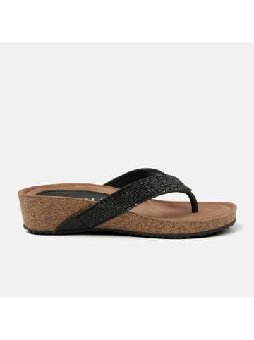 Lazamani Leren teenslippers zwart