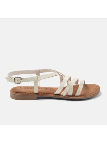 Lazamani Leder-Sandalen in Weiß