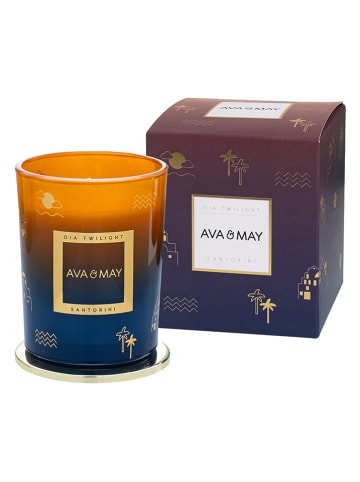 AVA & MAY Duftkerze "Oia Twilight" in Dunkelblau/ Orange - 180 g