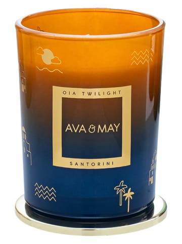 AVA & MAY Duftkerze "Oia Twilight" in Dunkelblau/ Orange - 180 g