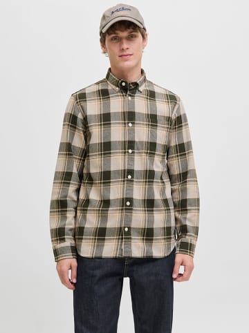 Jack & Jones Koszula w kolorze ciemnozielono-beżowym
