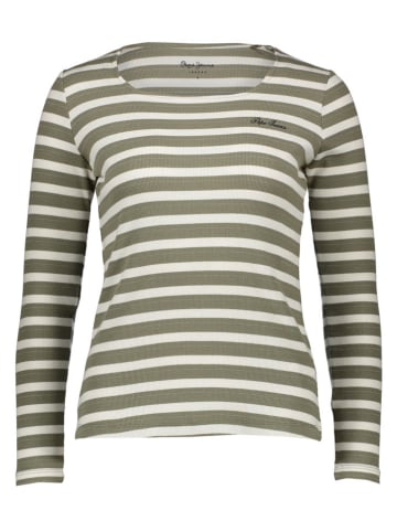 Pepe Jeans Longsleeve in Olive/ Creme