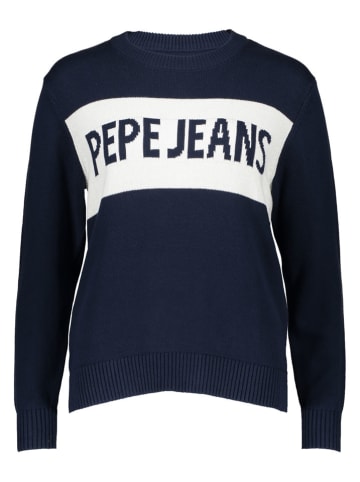 Pepe Jeans Pullover "Intarsia II" in Dunkelblau/ Weiß