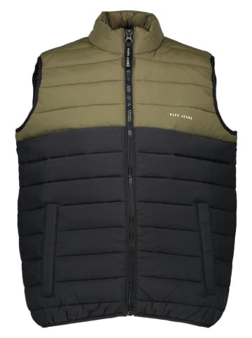 Pepe Jeans Doorgestikte bodywarmer zwart/olfgroen