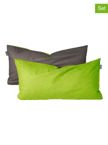 Schiesser 2er-Set: Renforcé-Kissenhüllen in Grün/ Anthrazit