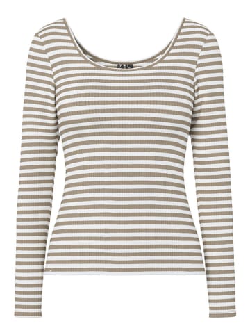 Pieces Longsleeve "Kitte" in Weiß/ Taupe
