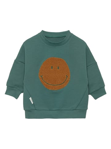 Lässig Sweatshirt "Little Gang Smile" in Grün/ Orange