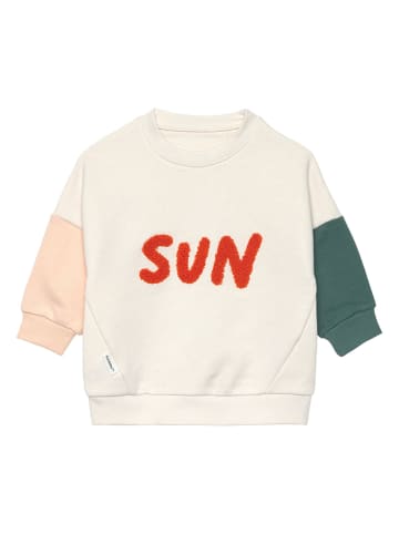 Lässig Sweatshirt "Little Gang Sun" in Creme/ Grün/ Rosa