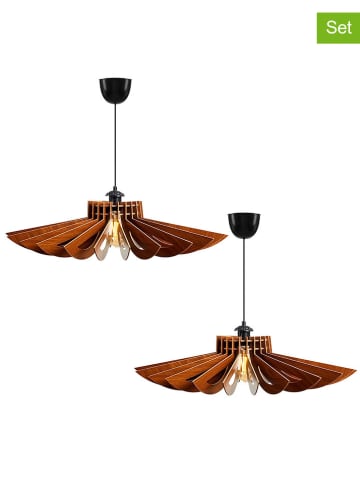 WellHome 2-delige set: hanglampen lichtbruin - (H)16 x  Ø 68 cm
