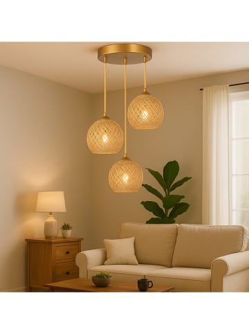 WellHome Hängeleuchte in Hellbraun - (H)80 x  Ø 32 cm