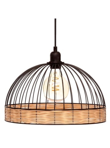 WellHome Hängeleuchte in Schwarz/ Hellbraun - (H)25 x  Ø 35 cm