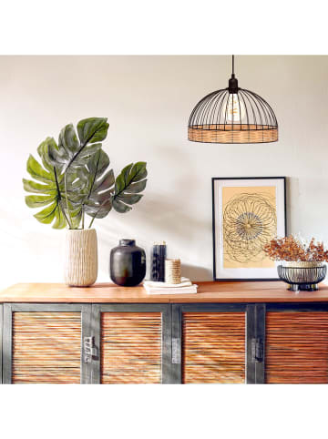 WellHome Hängeleuchte in Schwarz/ Hellbraun - (H)25 x  Ø 35 cm