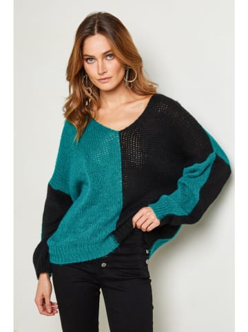 Joséfine Pullover "Josef" in Schwarz/ Türkis