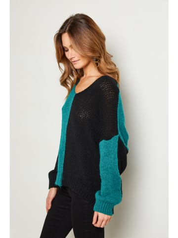 Joséfine Pullover "Josef" in Schwarz/ Türkis