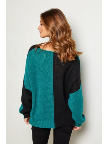 Joséfine Pullover "Josef" in Schwarz/ Türkis