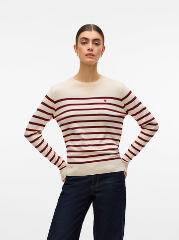 ONLY Sweter w kolorze kremowo-bordowym