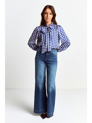 Rich & Royal Bluse in Blau/ Weiß