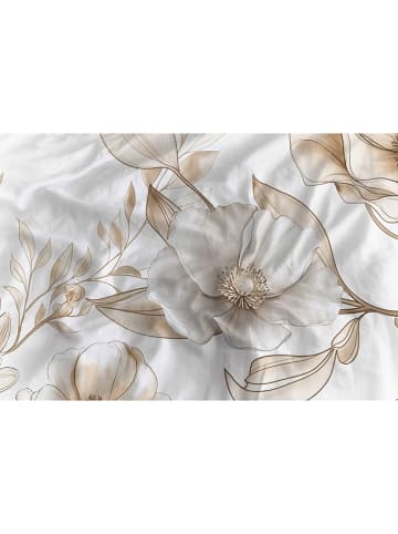 Heckett Lane Satin-Bettwäsche-Set "Giotto" in Weiß/ Beige