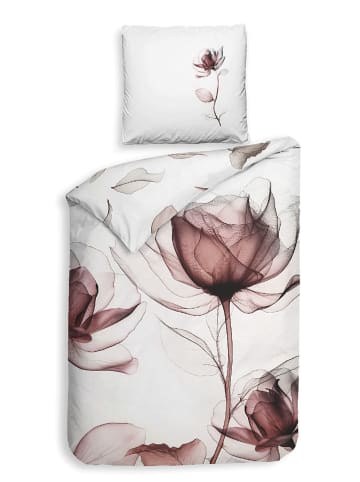Heckett Lane Satin-Bettwäsche-Set "Harriet" in Weiß/ Pink